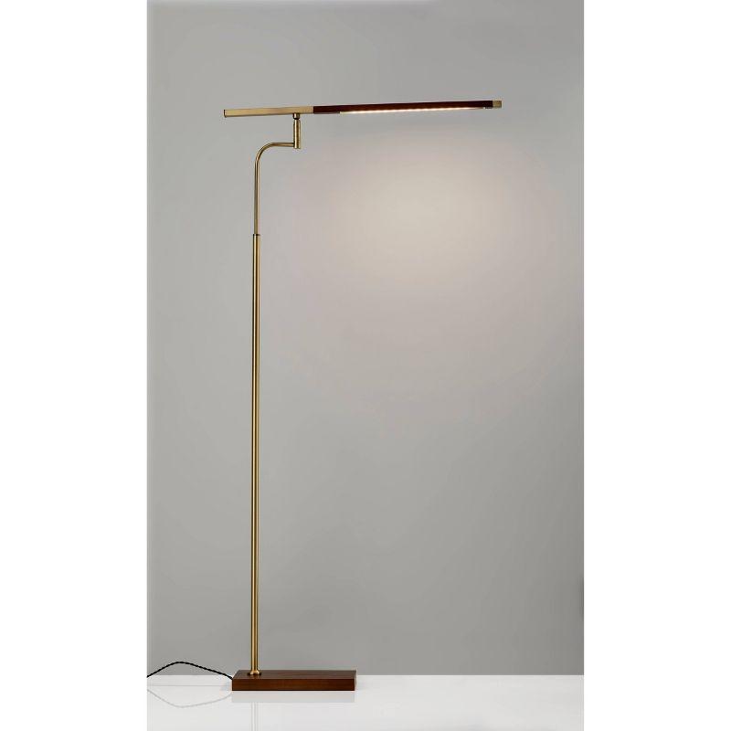 50.5" x 62.5" 3-way Barrett Floor Lamp: LED, Walnut Wood, Touch Sensor - Adesso