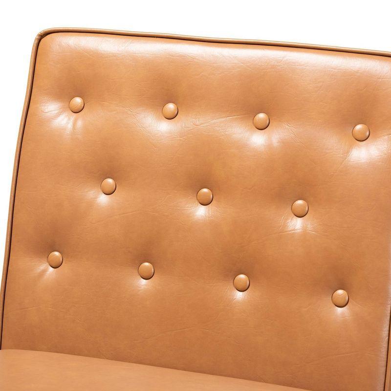 Riordan Wood Dining Chair Tan/Walnut Brown - Baxton Studio: Faux Leather Upholstery, Spot Clean, Armless Design