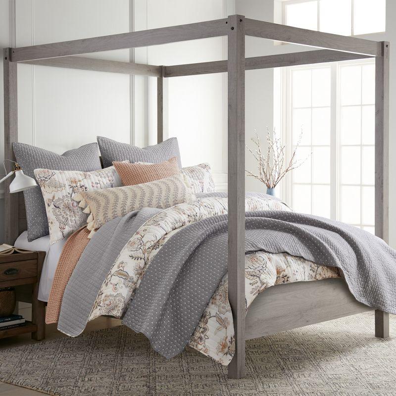 Grey and Cream Reversible Cotton Full Quilt Set