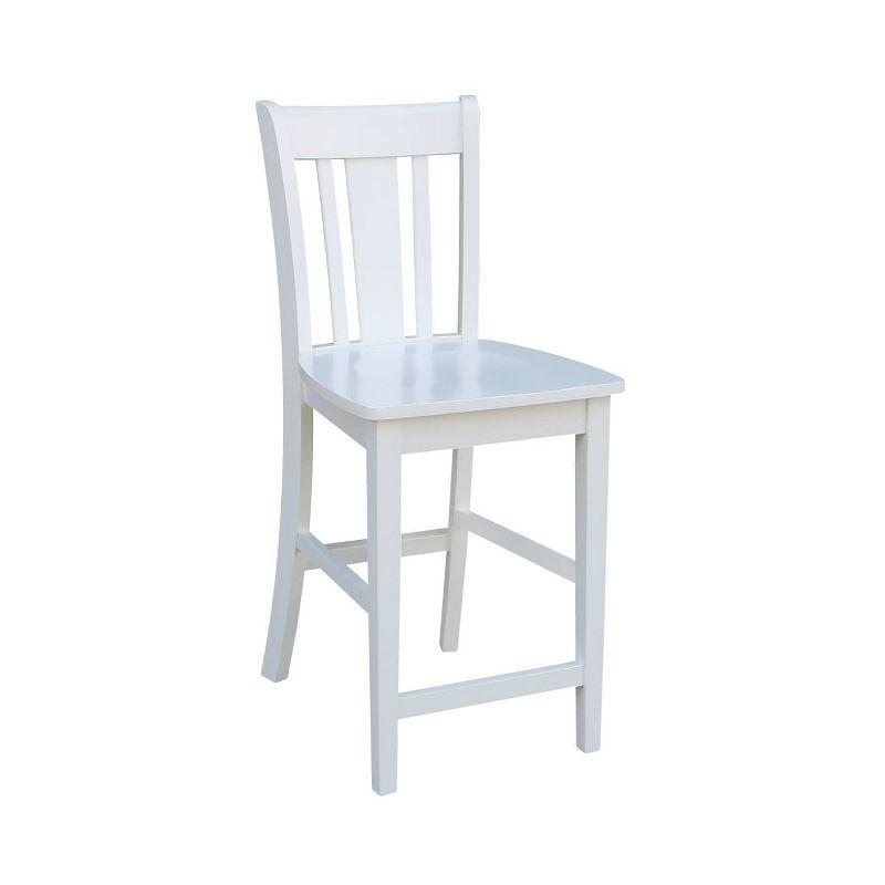 24" San Remo Counter Height Barstool Off White - International Concepts: Solid Wood, Slat Back