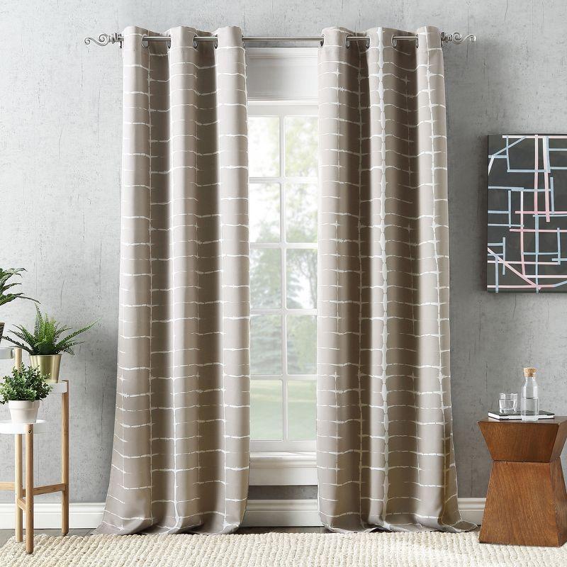 Stone Shibori Print Blackout Grommet Curtain Panel