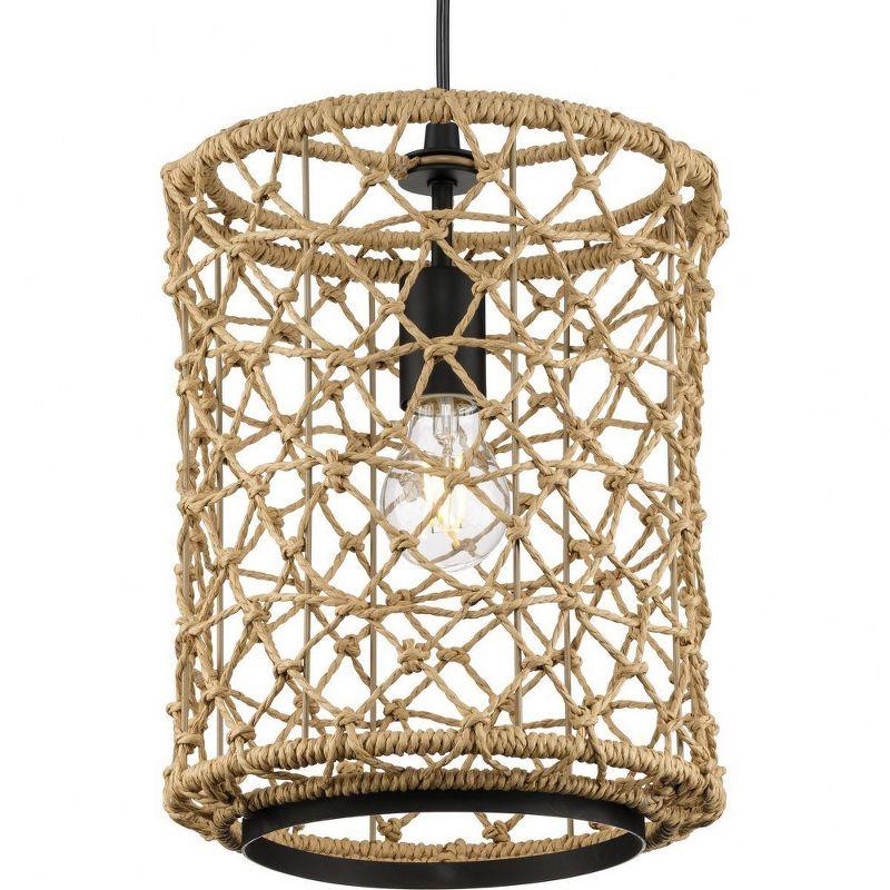 Chandra 10" Matte Black Handwoven Geometric Pendant Light