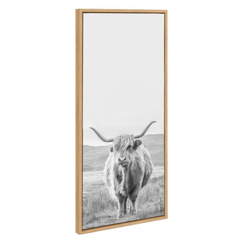 Highland Cow Black and White Canvas Landscape Print