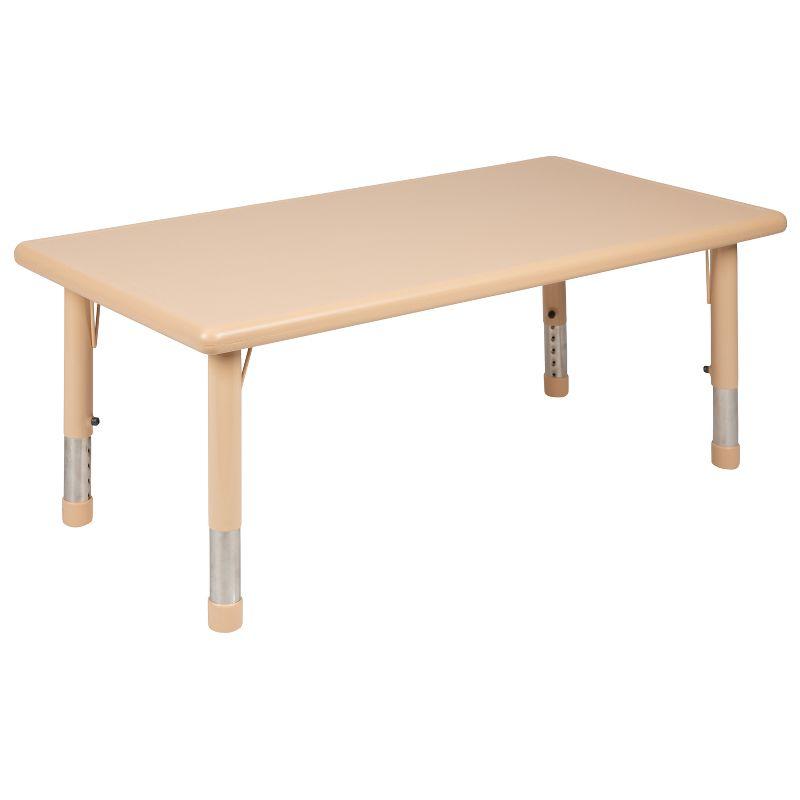 Adjustable Natural Plastic Rectangular Activity Table for Kids