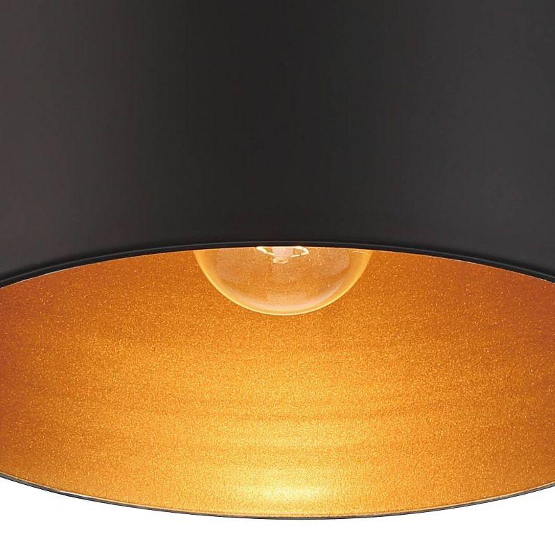 Possini Euro Design Modern Ceiling Light Semi Flush Mount Fixture 10" Wide Soft Gold Metal Black Drum Shade for Bedroom Kitchen