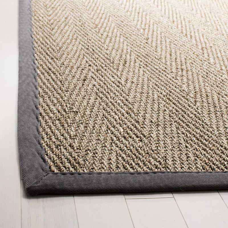 Natural Fiber Seagrass Area Rug with Dark Gray Border, 5' x 8'