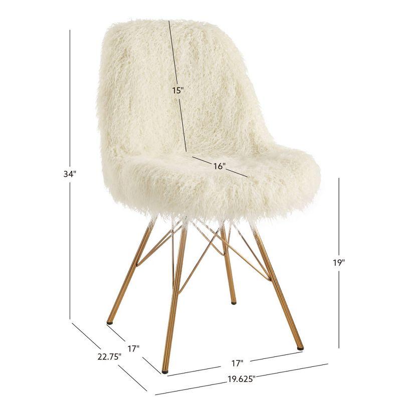 Remy Flokati Modern Faux Fur Accent and Office Chair Chair White - Linon