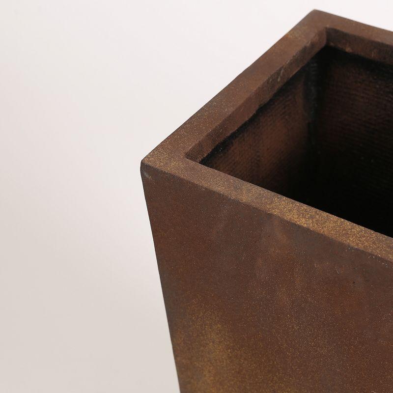 LuxenHome Square Tapered 24.2" Tall Planter Brown