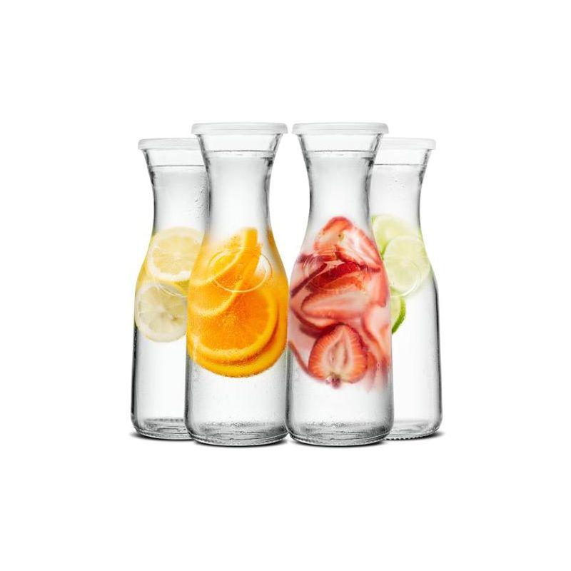 Kook Glass Carafes with Lids, 33 oz, Set of 4