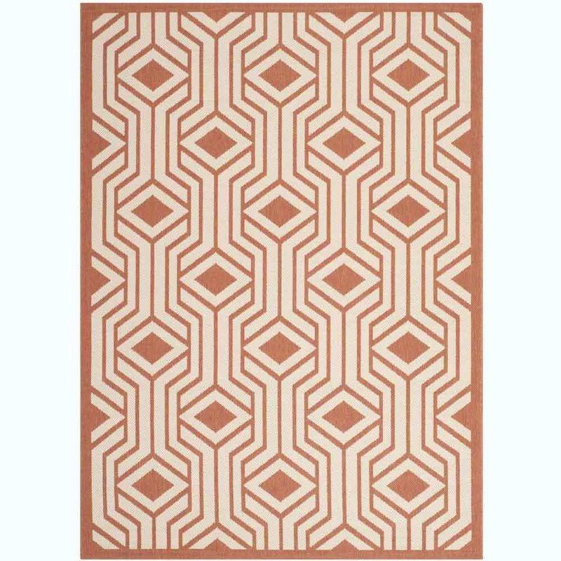 Courtyard CY6113 Power Loomed Indoor/Outdoor Area Rug - Beige/Terracotta - 6'7"x9'6" - Safavieh.