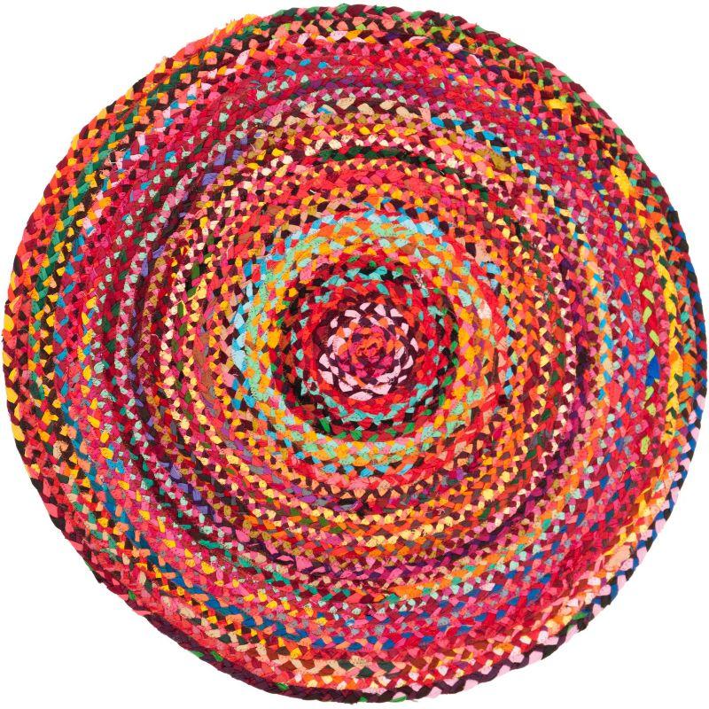 Braided BRD452 Hand Woven Indoor Area Rug - Rust/Multi - 5' Round - Safavieh
