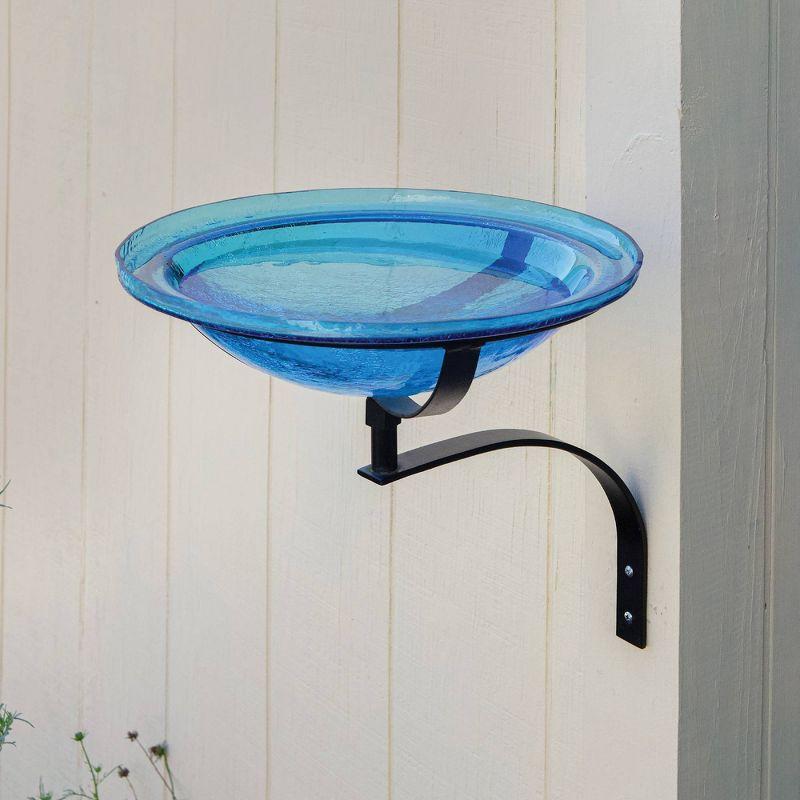 12.5" Reflective Crackle Glass Birdbath Bowl: No Assembly, Wall Bracket Included - Achla Designs