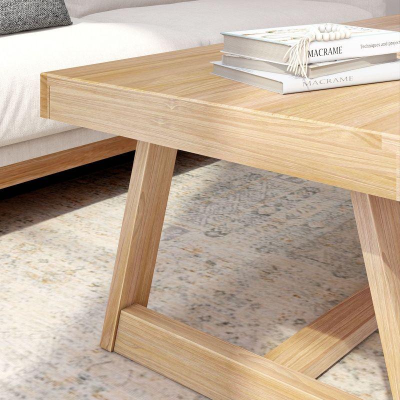Plank+Beam Farmhouse Coffee Table, 48" Solid Wood Tables for Living Room, Rectangular Center Table
