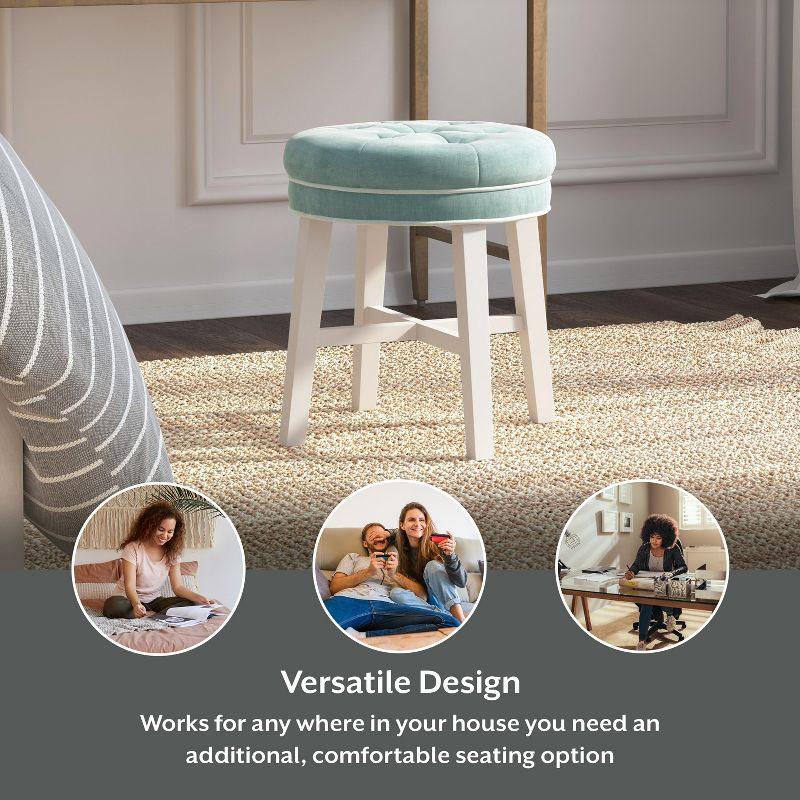 18" Sophia Tufted Backless Wood Vanity Stool Spa Blue - Hillsdale Furniture