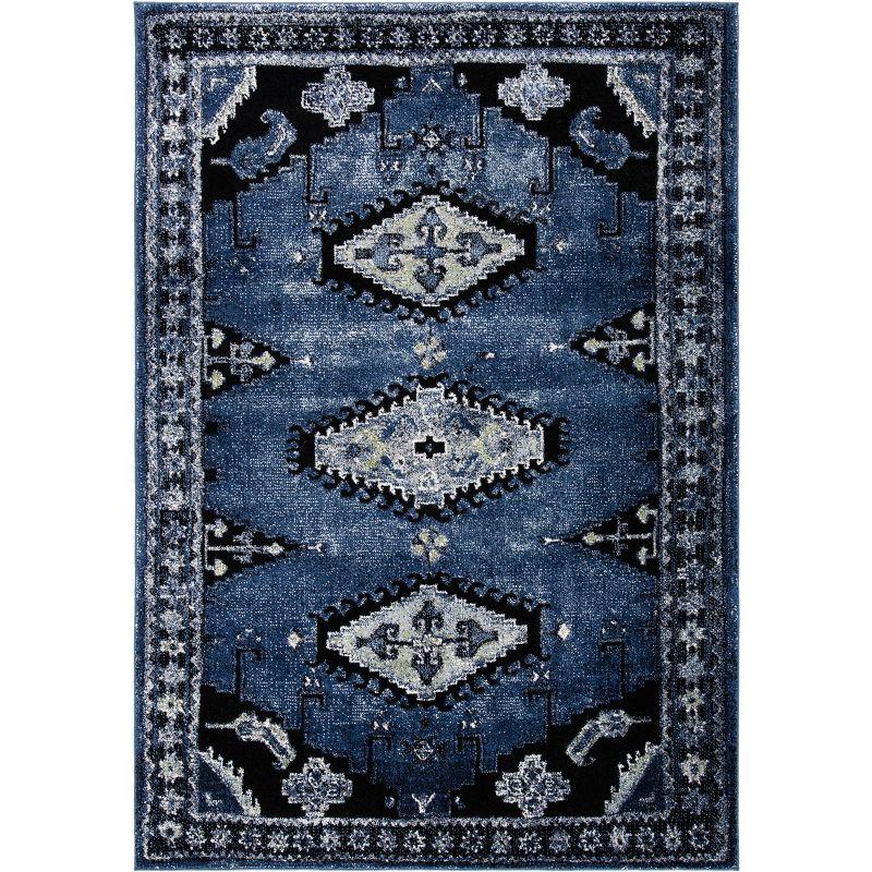 Vintage Hamadan VTH251 Power Loomed Area Rug - Blue/Black - 5'3"x7'6" - Safavieh.