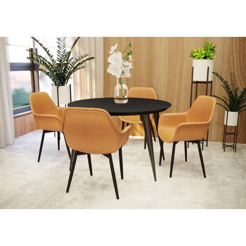 LeisureMod Markley Leather Dining Chair with Black Metal Legs