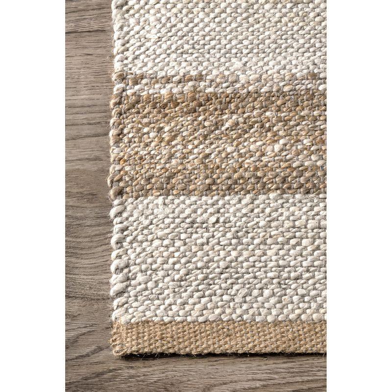 Maui Handmade Natural Jute & Cotton 5' x 8' Striped Area Rug