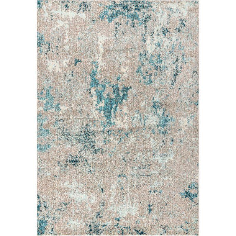 Contemporary Blue and Gray Abstract 5x8 Area Rug