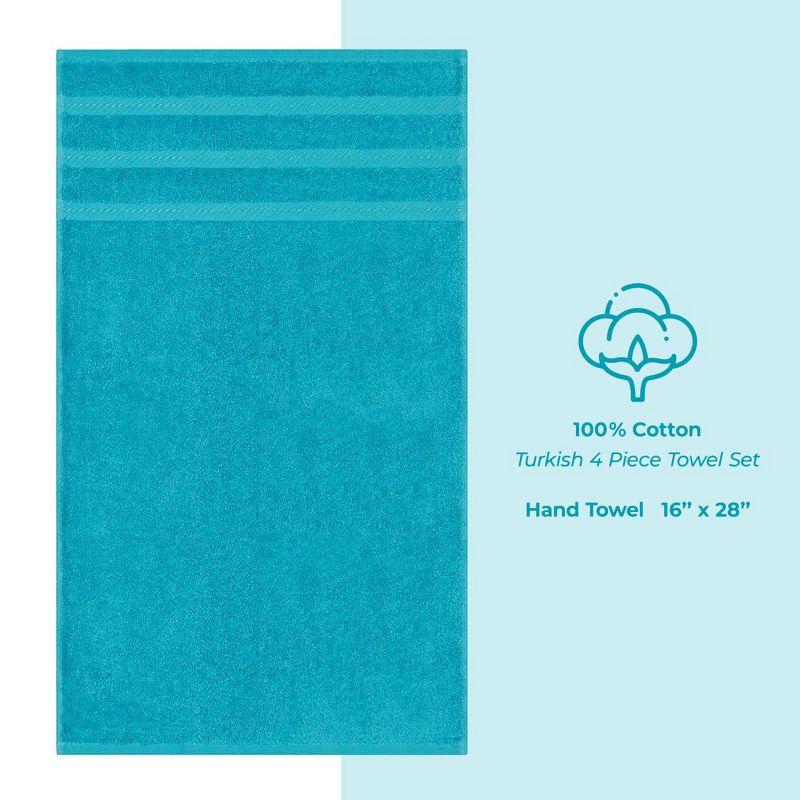 Aqua Blue 100% Cotton Turkish 4 Piece Hand Towel Set