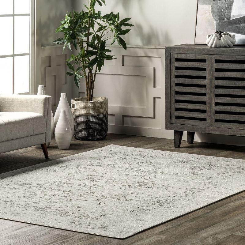 Ivory Synthetic Easy-Care Rectangular Vintage Area Rug