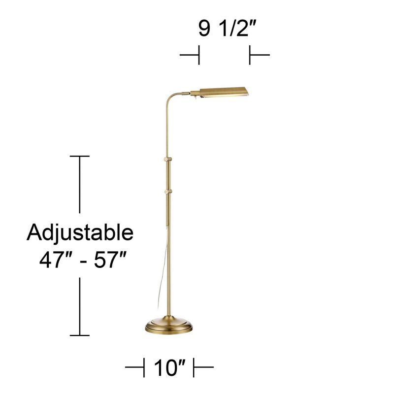 360 Lighting Culver Traditional Pharmacy Floor Lamp Standing 57" Tall Plated Aged Brass LED Adjustable Metal Shade for Living Room Reading Bedroo