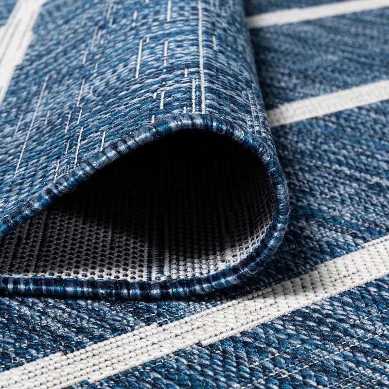 2'x10' Colonia Berber Stripe Indoor/Outdoor Runner Rug, Blue/Ivory - JONATHAN Y
