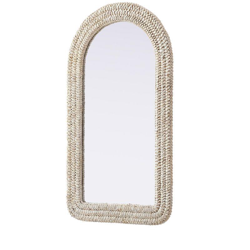 Beachcrest Home™ Dennard Arch Cornhusk Mirror in Linen White