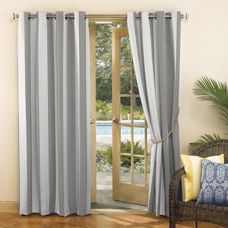 95"x54" Valencia Cabana Striped Indoor/Outdoor UV Protectant Grommet Top Room Darkening Curtain Panel Gray - Sun Zero