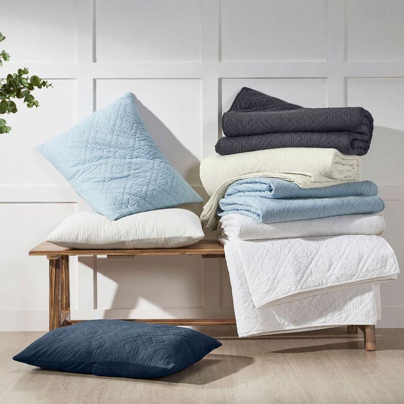 Luxury 100% Cotton Quilt Set, Hand-Quilted, Pre-Softened, Diamond Pattern by California Design Den - White, King