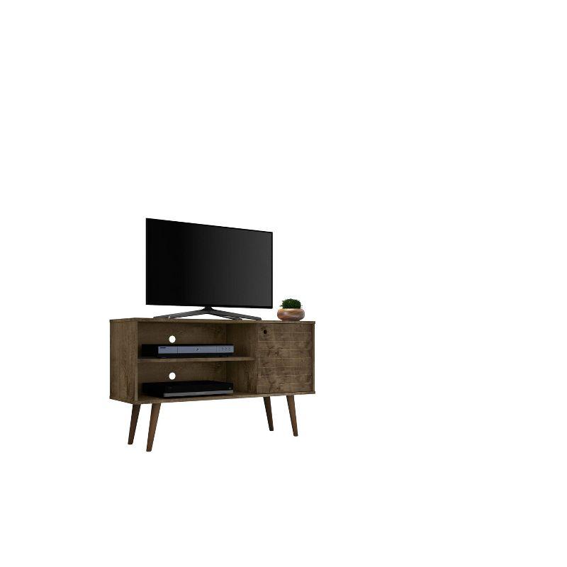 Liberty Mid Century Modern 2 Shelves and 1 Door TV Stand for TVs up to 46" Rustic Brown - Manhattan Comfort