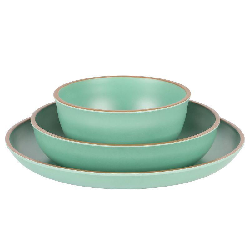 Gibson Home Rockabye 12 Piece Double Bowl Melamine Dinnerware Set