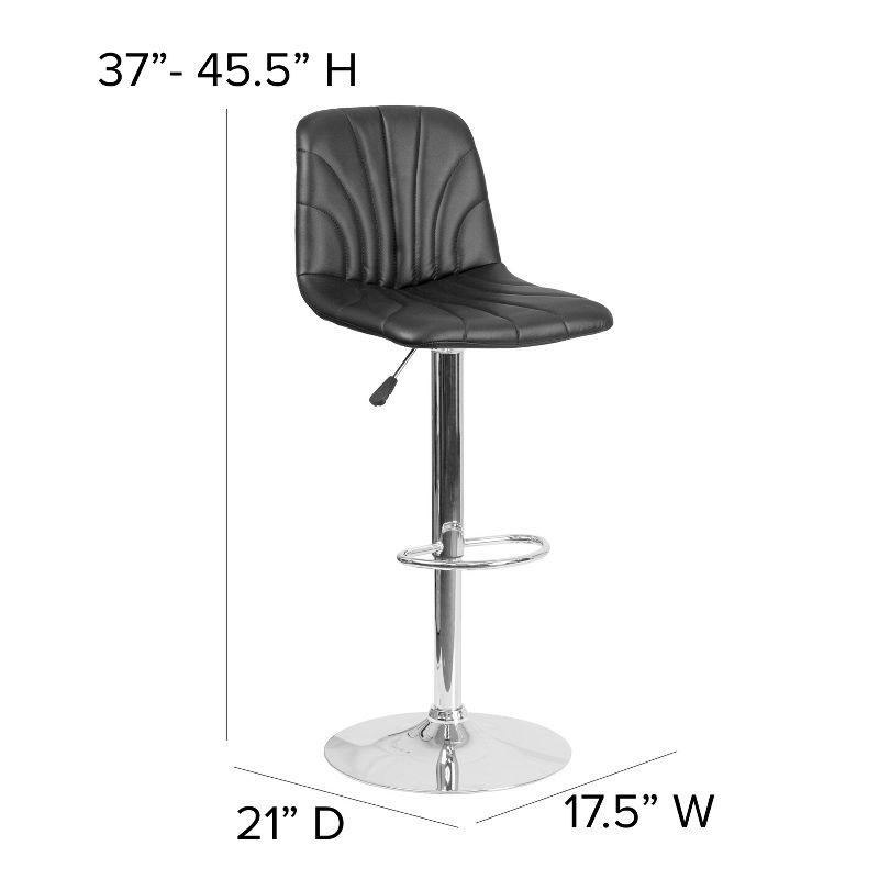 Contemporary Black Vinyl Swivel Barstool with Chrome Base and Adjustable Height