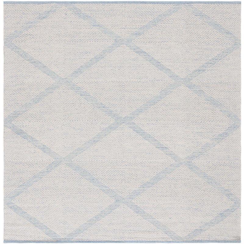 Coastal Essence Light Blue Cotton 6' Square Handwoven Rug