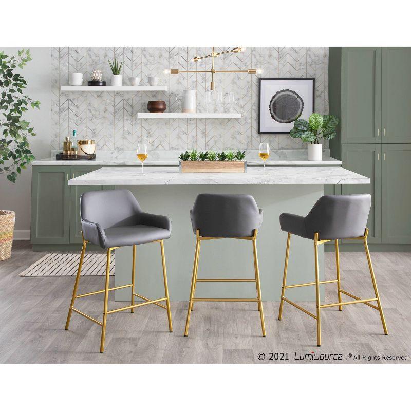 Set of 2 Daniella Metal/Faux Leather Counter Height Barstools - LumiSource