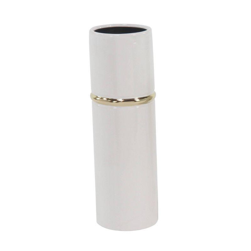 Set of 3 Modern Cylindrical Ceramic Vases White - Olivia & May
