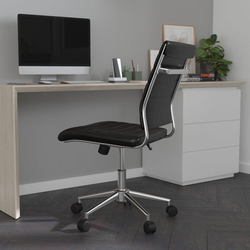 Merrick Lane Ergonomic Swivel Office Chair Ribbed Back and Seat Mid-Back Armless Computer Desk Chair with Metal Base