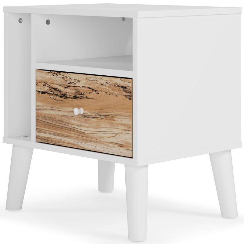 Contemporary Sugarberry & Matte White Nightstand with Open Shelving