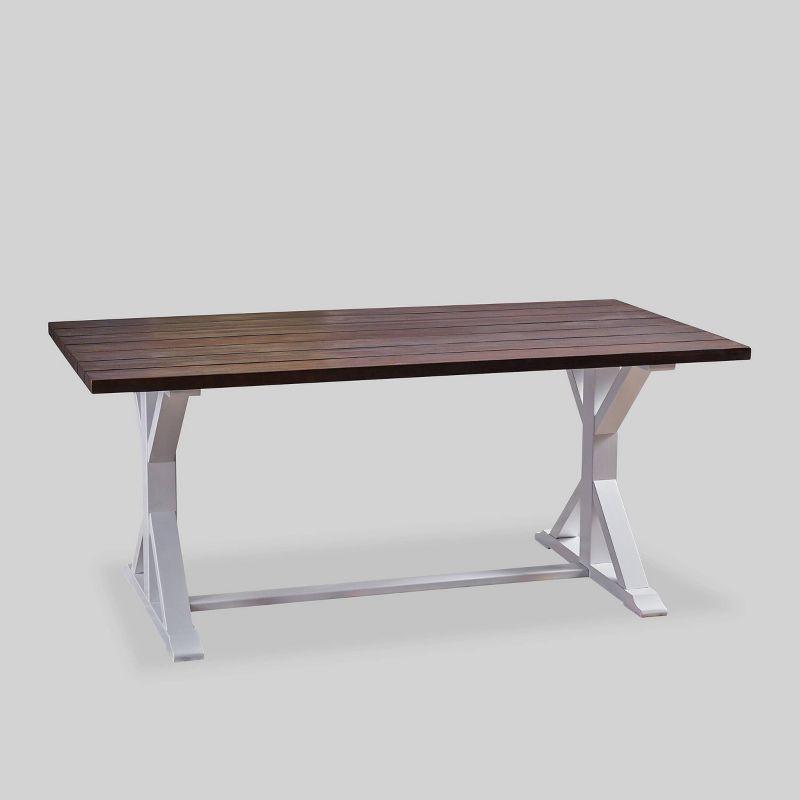 Cassia Rectangle Acacia Wood Dining Table Dark Brown - Christopher Knight Home: Weather-Resistant, Seats 6