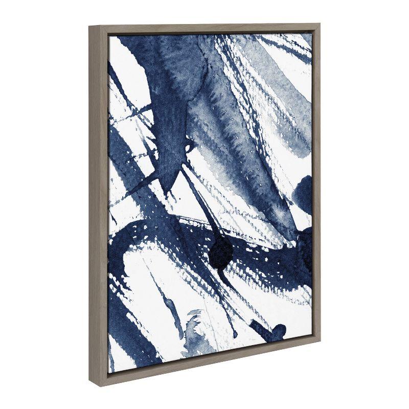 18" x 24" Sylvie Indigo Watercolor by Amy Peterson Art Studio Framed Wall Canvas Gray - Kate & Laurel All Things Decor