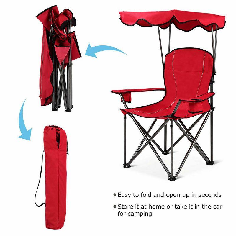 Arlmont & Co. Portable Folding Beach Canopy Chair With Cup Holders
