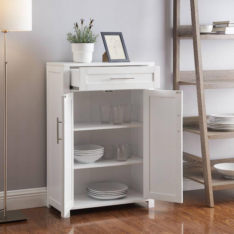 White Shaker-Style Living Room Cabinet with Adjustable Shelving