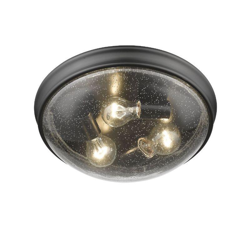 Elegant Matte Black and Gold Flush Mount Bowl Light, 14" Indoor/Outdoor