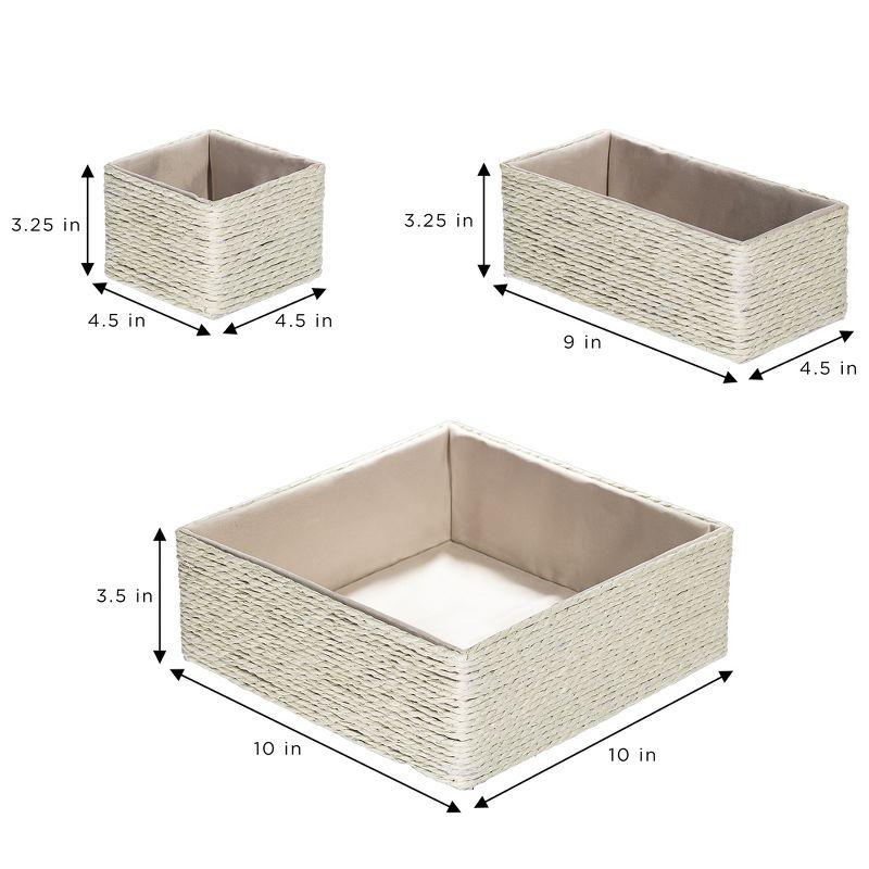 Beige Paper Rope Woven Storage Basket Set of 4