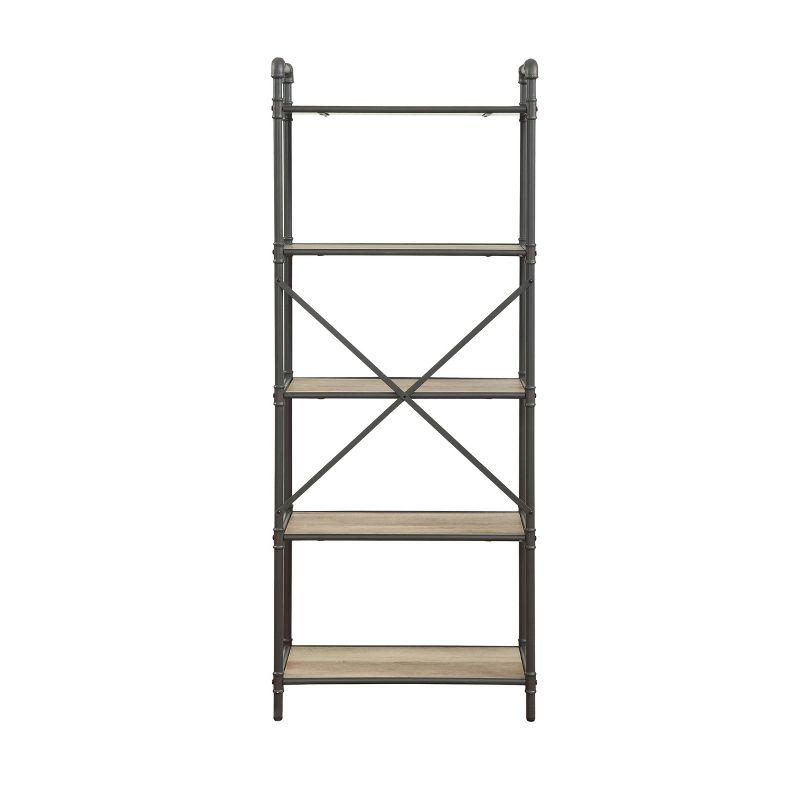 63" Itzel 5 Shelves Bookcase Antique Oak/Sandy Gray - Acme Furniture