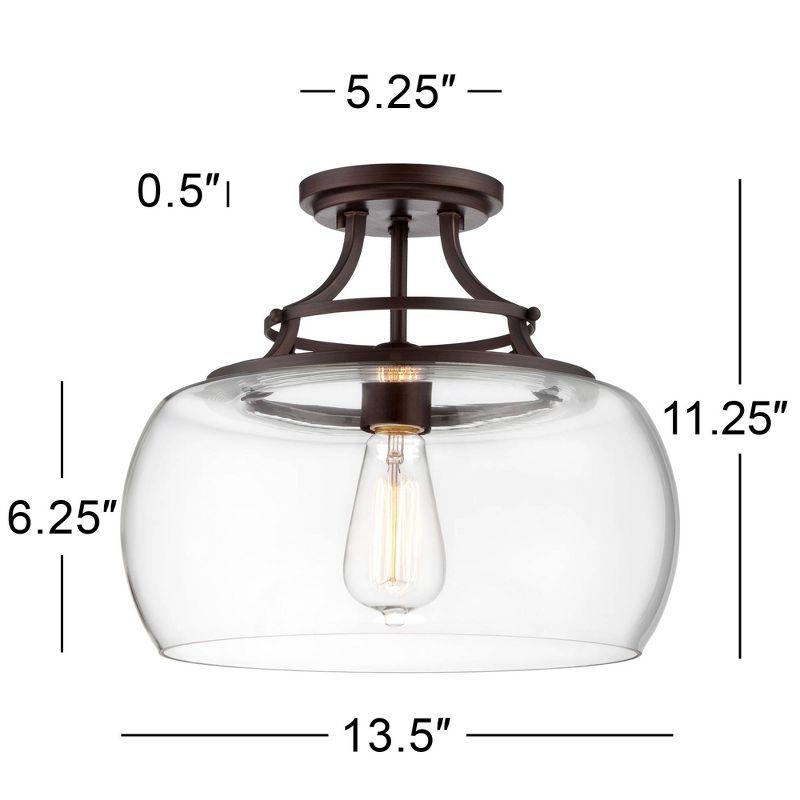 Charleston Bronze Industrial Farmhouse Ceiling Light with Clear Glass