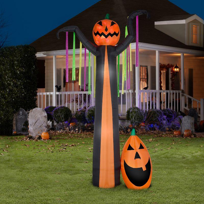 Gemmy Projection Airblown Inflatable Fire and Ice Frightening Pumpkin Giant Scene (RRY), 12 ft Tall