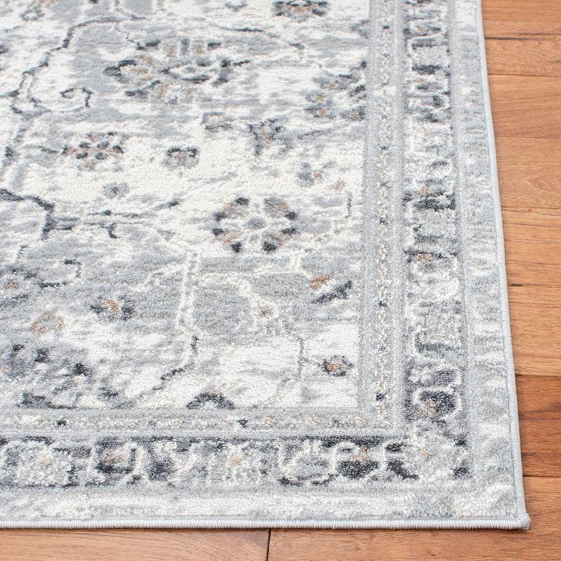 Ivory and Grey Hand-Knotted Synthetic Runner Rug, 2' x 7'