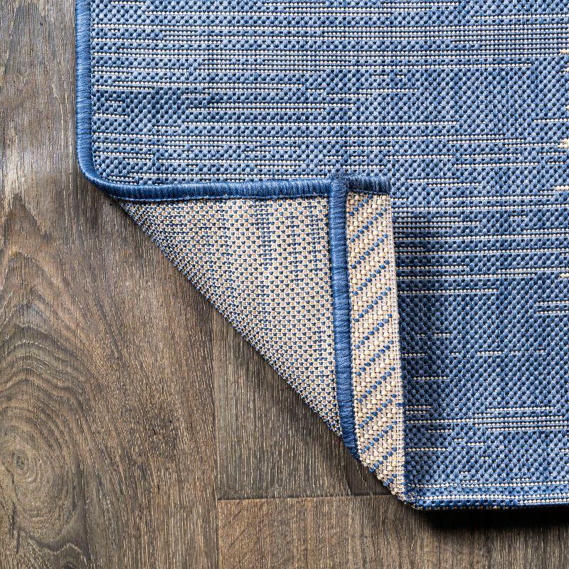 Coastal Stripe Denim Blue and Beige 8' x 10' Synthetic Area Rug