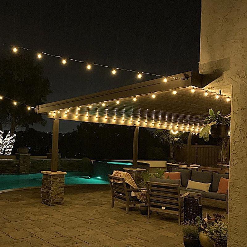 Novelty Lights 50 Feet G50 LED Patio String Light Set with 50 Bulbs, Warm White, Weather Resistant Shatterproof Replaceable Globe Bulbs, Black Wire
