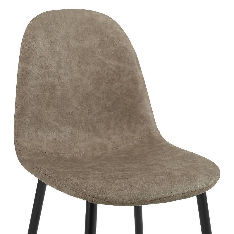 Modern Distressed Brown Faux Leather Upholstered Arm Chair with Metal Legs